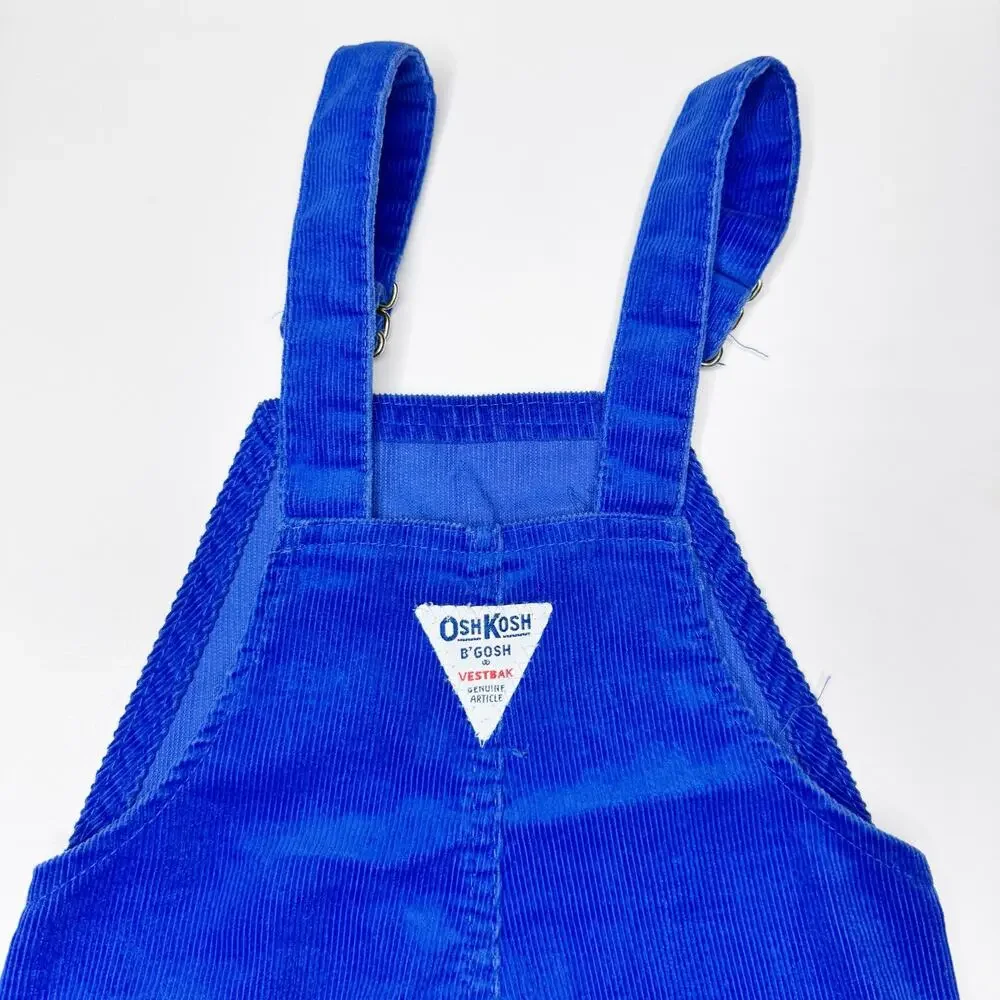 Vintage 70s OshKosh B’Gosh Vestbak Blue Corduroy Overalls 4T Union Made USA